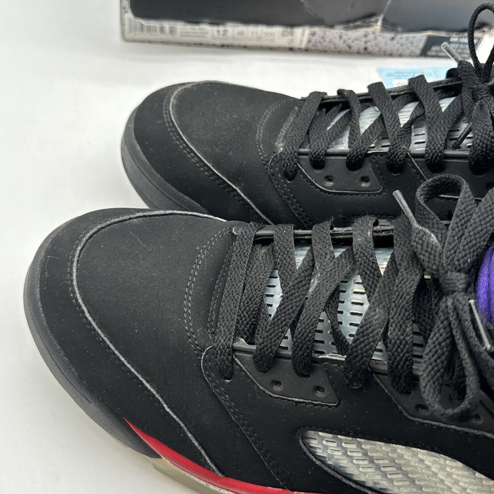 Size 12 - Jordan 5 Retro Top 3 Black 2020 Red Icy Sole Suede Purple Tingus