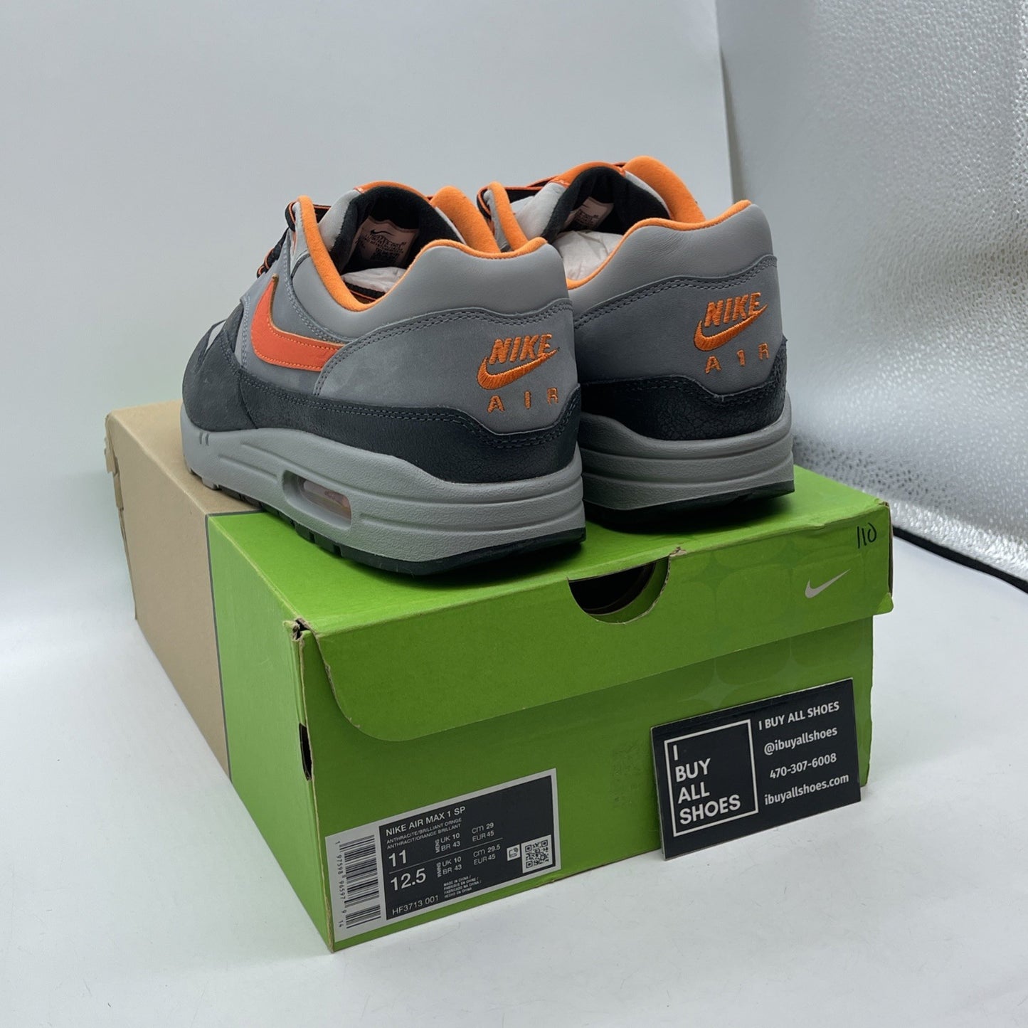 Size 11 - Nike HUF x Air Max 1 SP Orange Grey Suede Leather (HF3713-001)