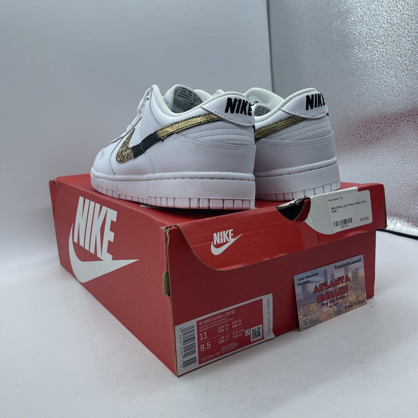 Size 11W - Nike Dunk SE Low Primal White Black White Brown Leather (DD7099-100)