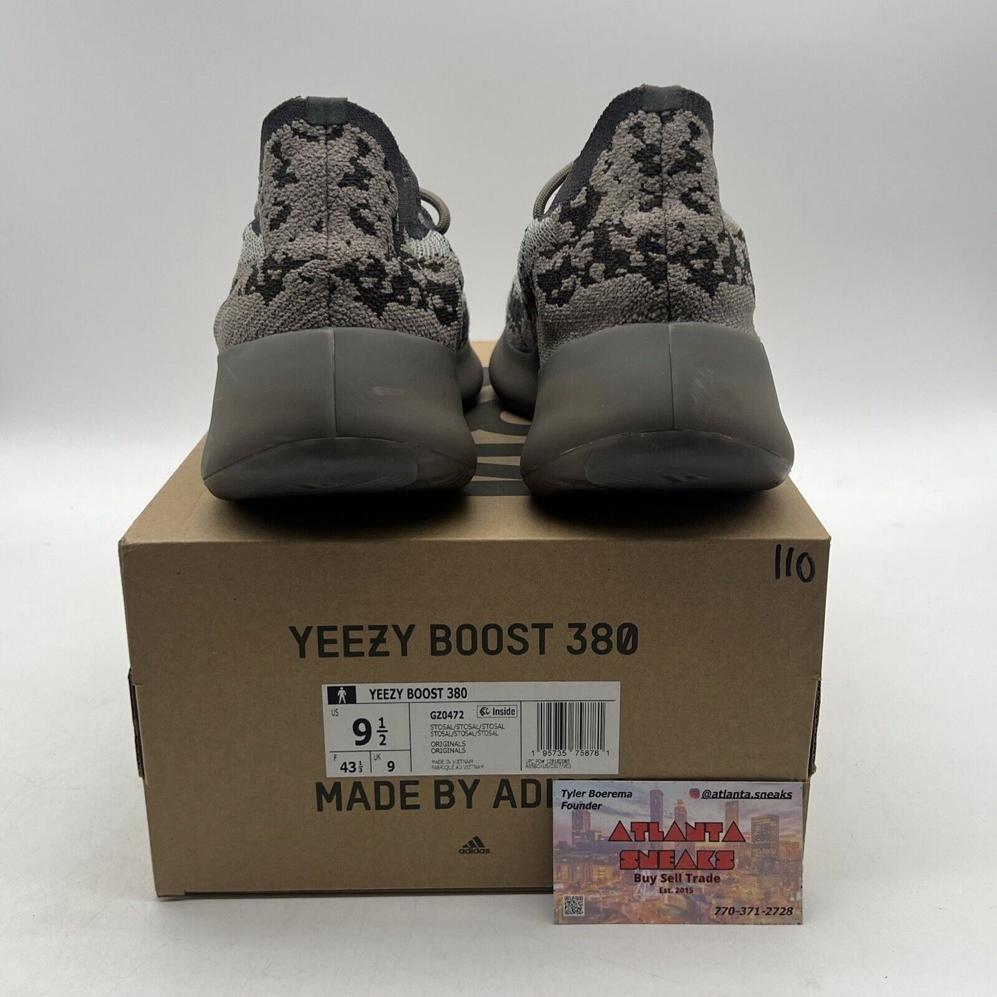 Size 9.5 - adidas Yeezy Boost 380 Stone Salt Grey Black (GZ0472)