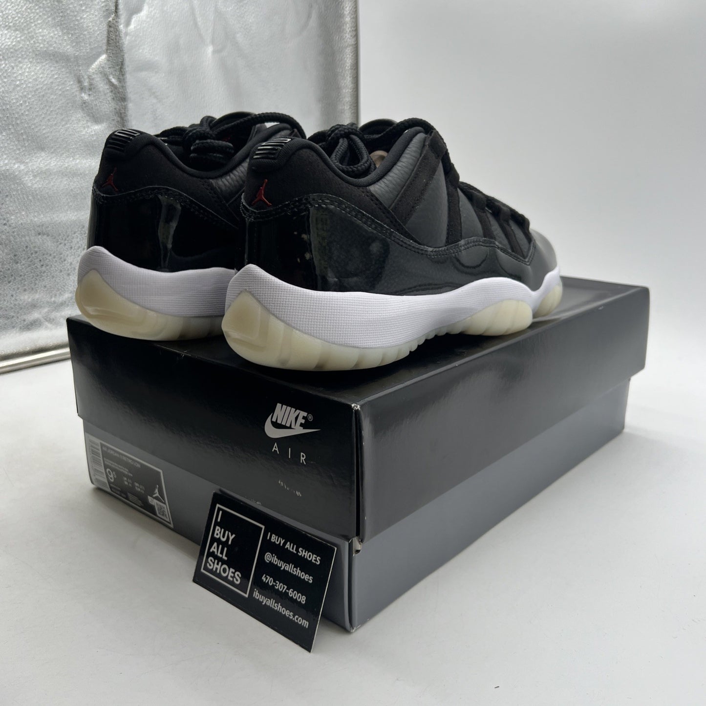 Size 9.5 - Air Jordan 11 Retro Low 72-10 Black Leather (AV2187-001)