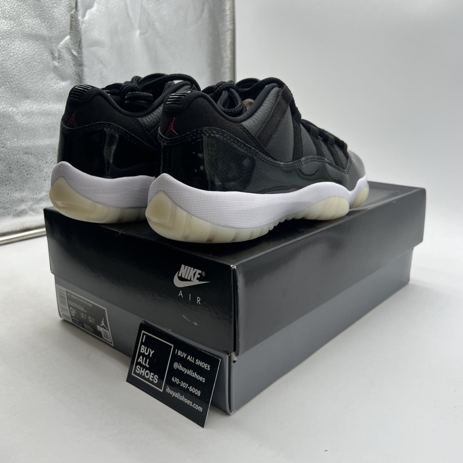 Size 9.5 - Air Jordan 11 Retro Low 72-10 Black Leather (AV2187-001)
