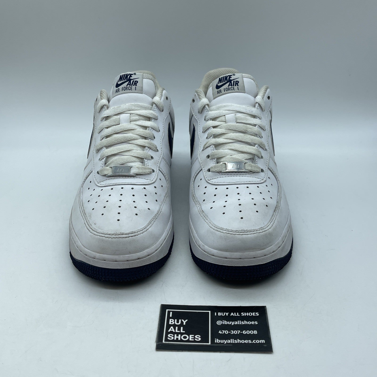 Size 10 - Nike Air Force 1 '07 White Midnight Navy White Leather (FJ4146-104)