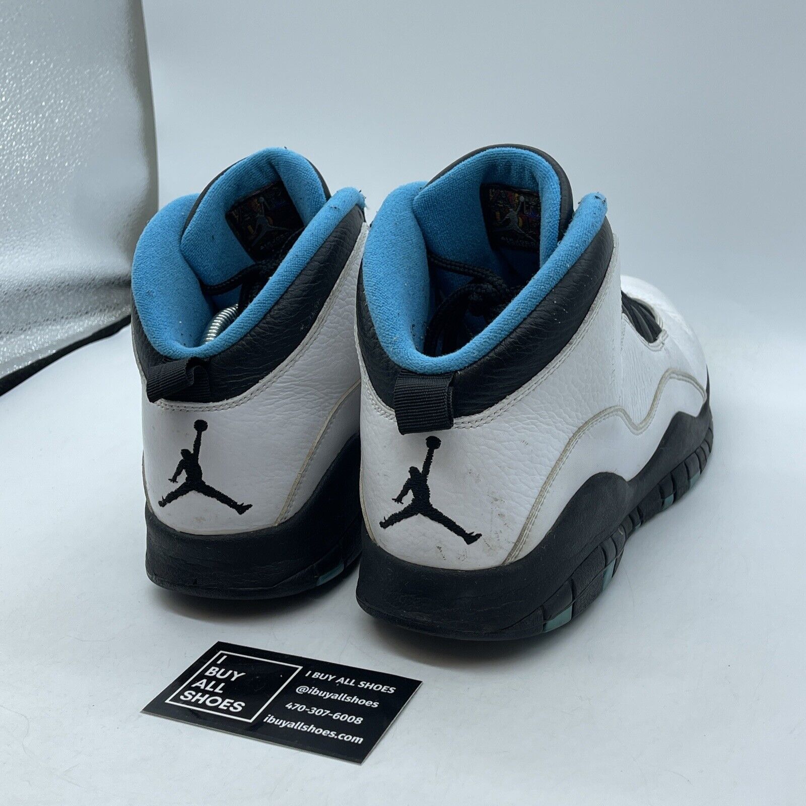 Size 12 - Air Jordan 10 Retro 2014 Powder Blue White Black Leather (310805-106)