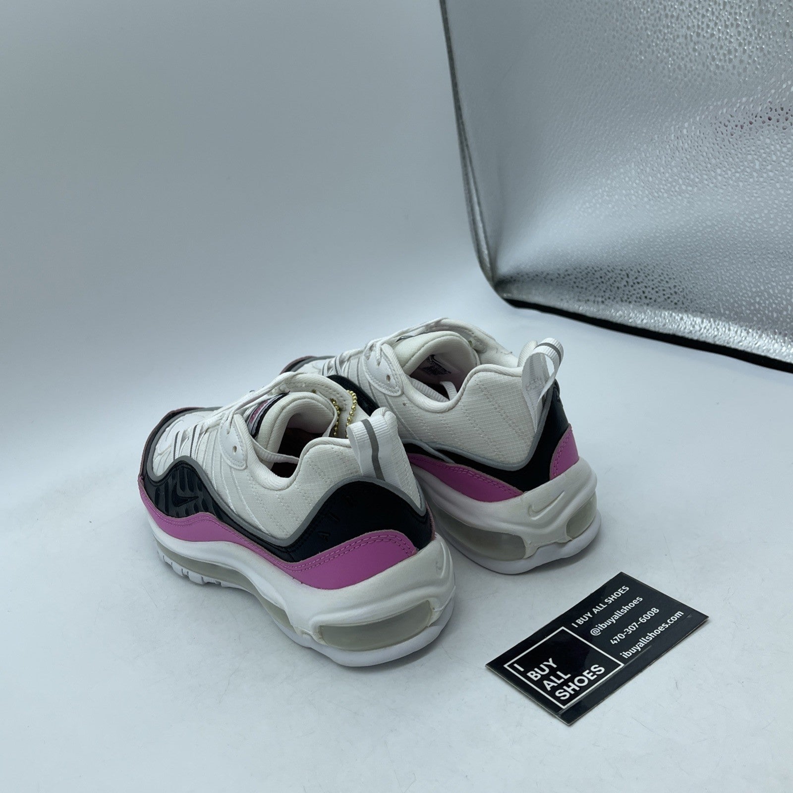 Size 6.5W- Nike Air Max 98 SE China Rose Black White Suede Leather (AT6640-100)
