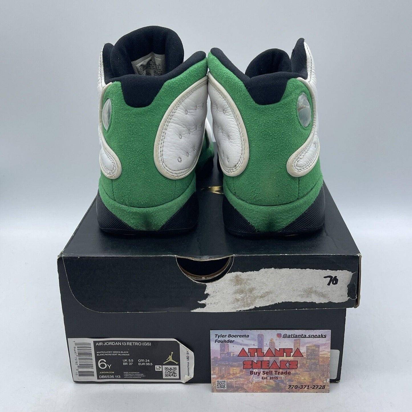 Size 6Y - Nike Air Jordan 13 Retro GS Lucky Green Leather  (DB6536-113)