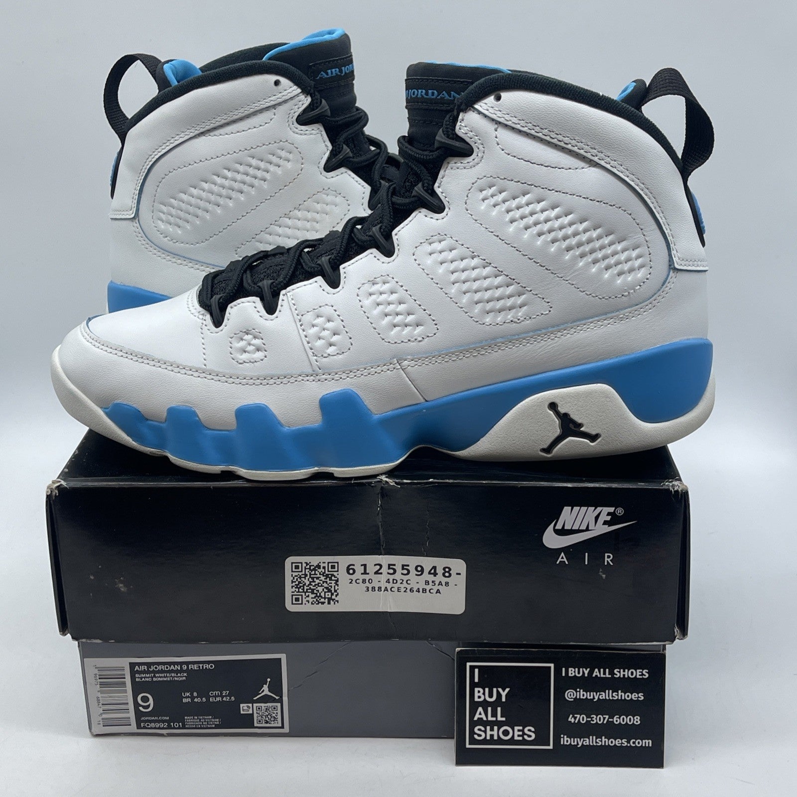 Size 9 - Air Jordan 9 Retro 2024 Powder Blue White Leather (FQ8992-101)