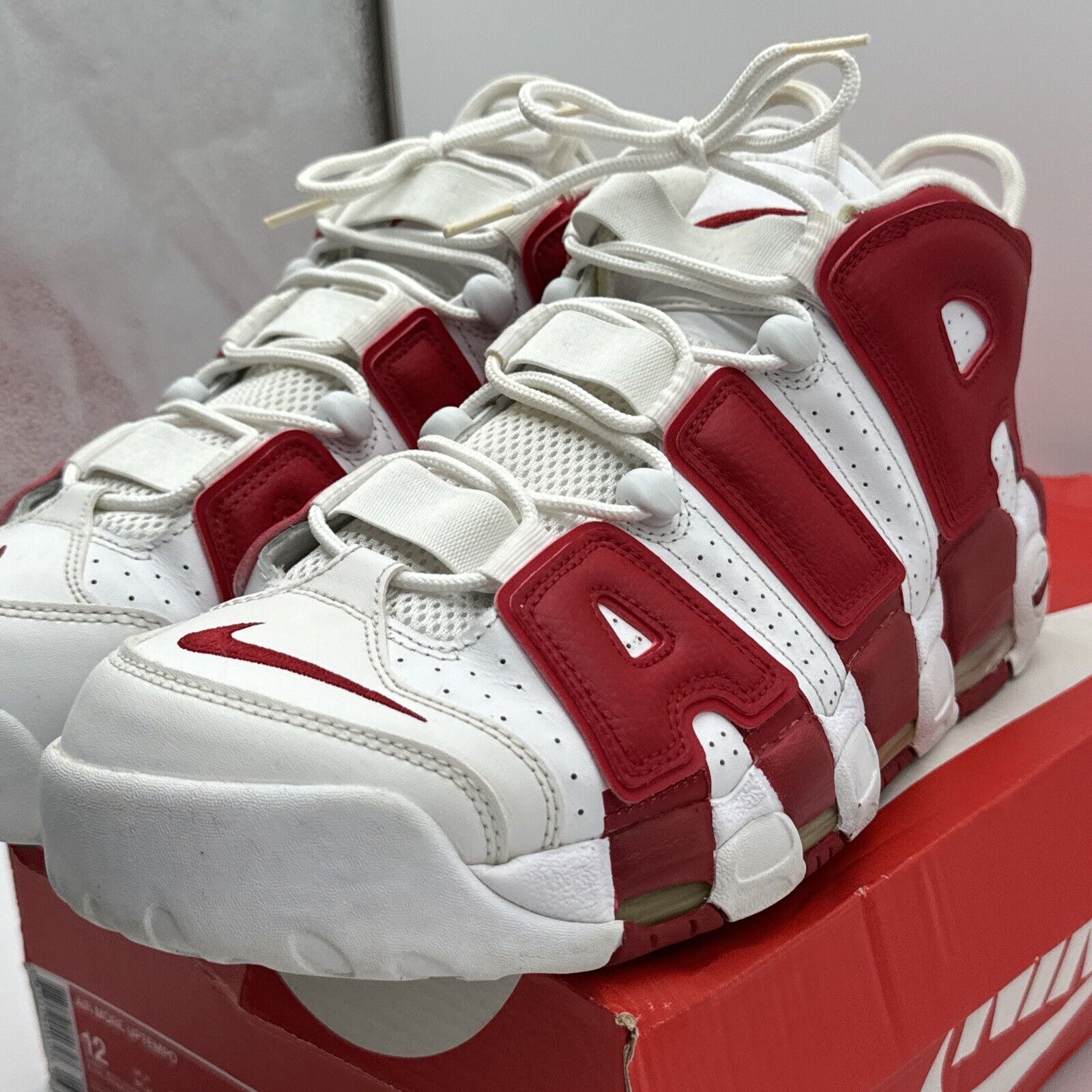 Size 12 - Nike Air More Uptempo White Red 2016 Varsity OG All Classic Leather A