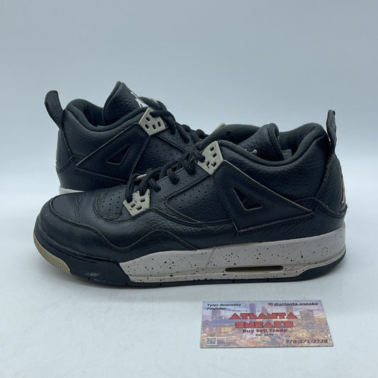 Size 6.5Y - Jordan 4 Retro LS oreo Black White Leather (408452-003)