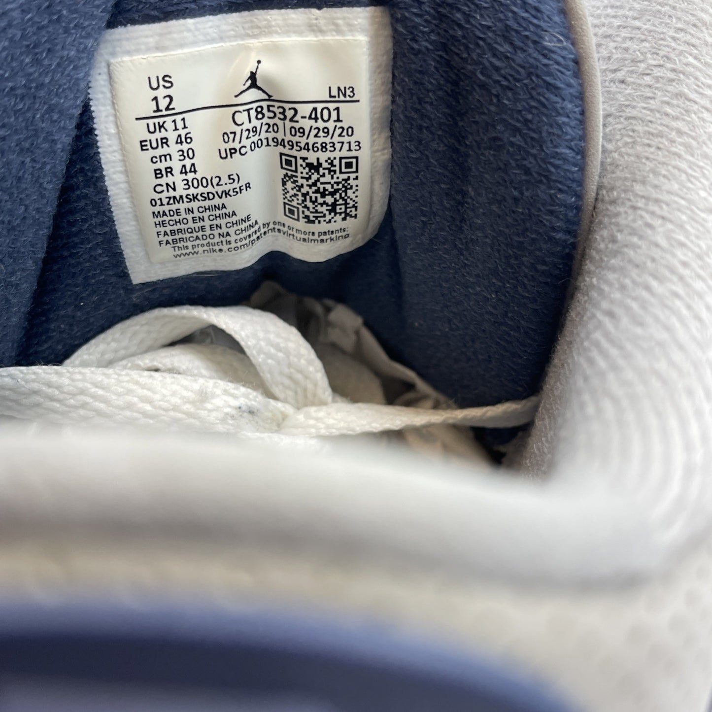Size 12 - Jordan 3 Retro Blue Obsidian White Leather (CT8532-401)