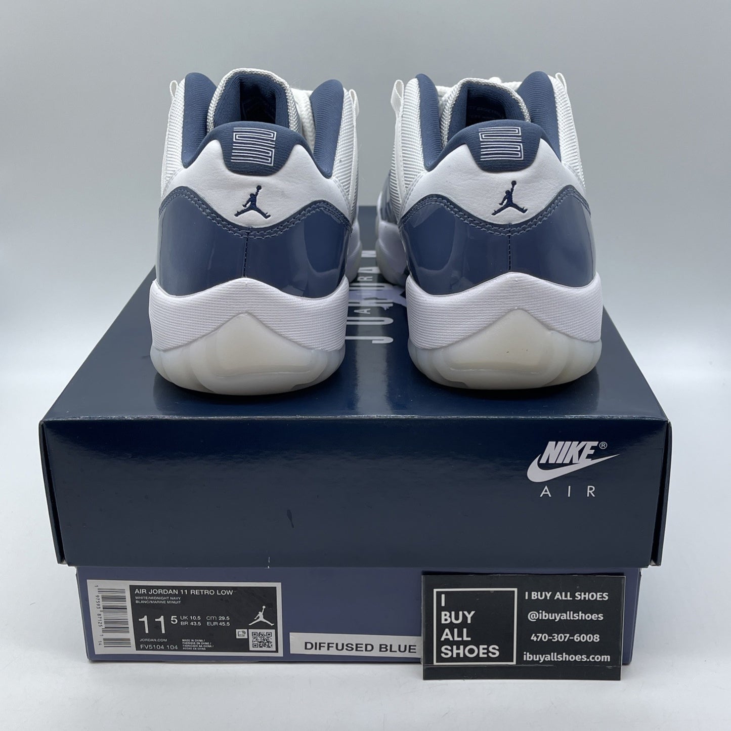 Size 11.5 - Air Jordan 11 Retro Low Diffused Blue White Leather (FV5104-104)