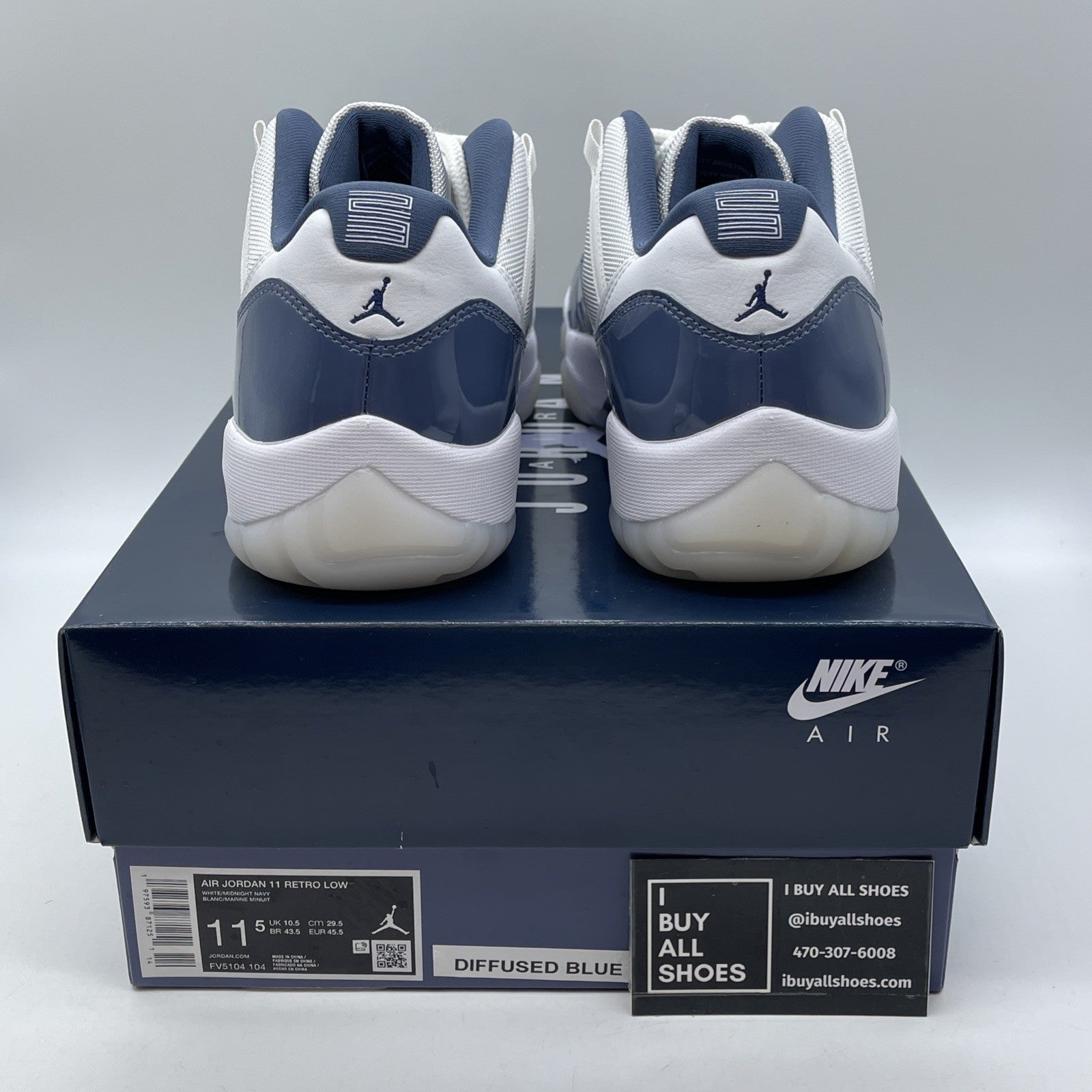 Size 11.5 - Air Jordan 11 Retro Low Diffused Blue White Leather (FV5104-104)