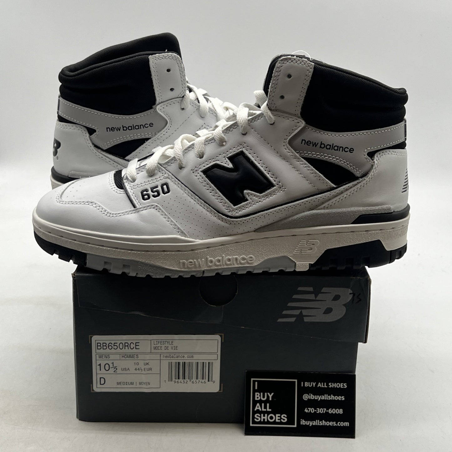 Size 10.5 - New Balance 650R White Black (BB650RCE)