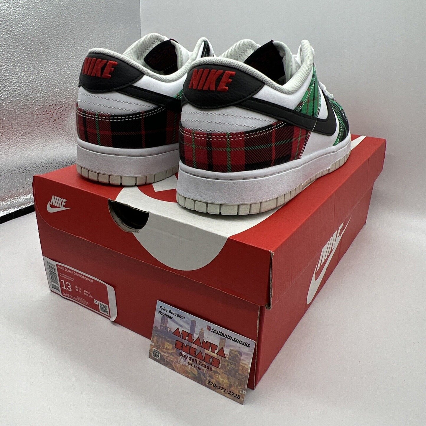 Nike Dunk Low 'Tartan Plaid' White Black Red Grey DV0827-100 Size 13 Brand New