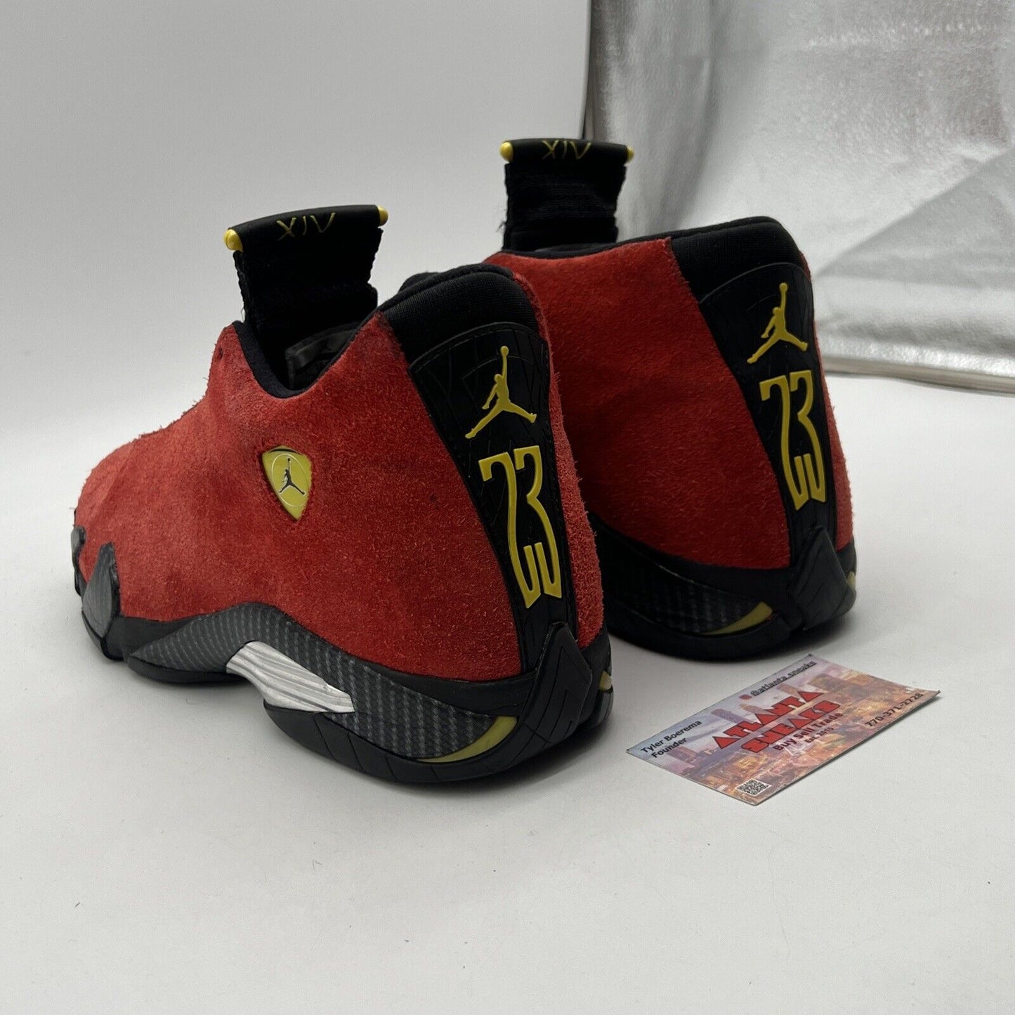 Size 11 - Air Jordan 14 Retro Ferrari Black Yellow Red Suede Silver (654459-670)