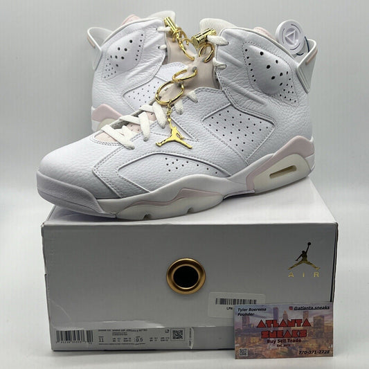 Size 11 - Air Jordan 6 Retro Gold Hoops W Pink White Leather (DH9696-100)