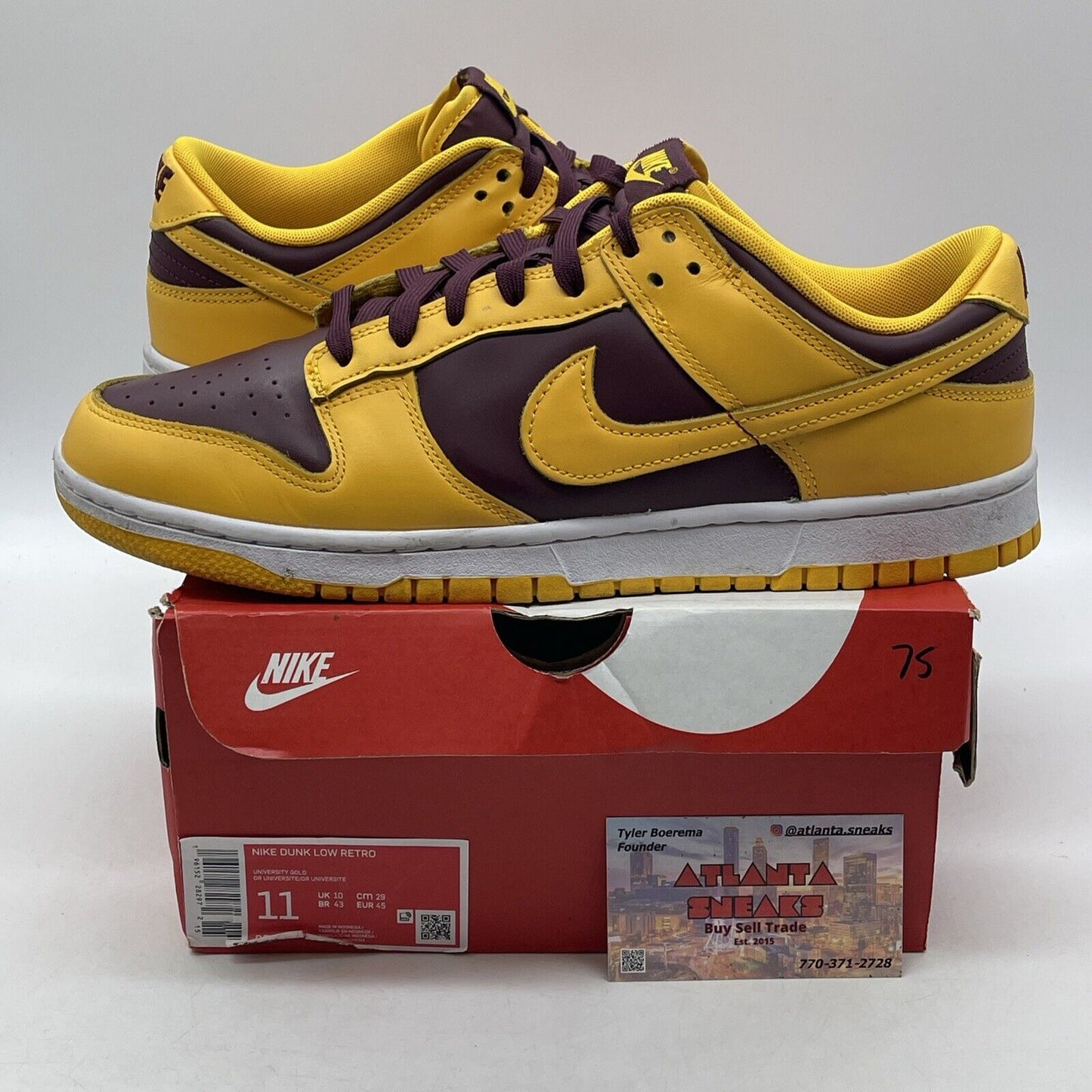 Size 11 - Nike Dunk Low Retro Arizona State Yellow Burgundy Leather (DD1391-702)