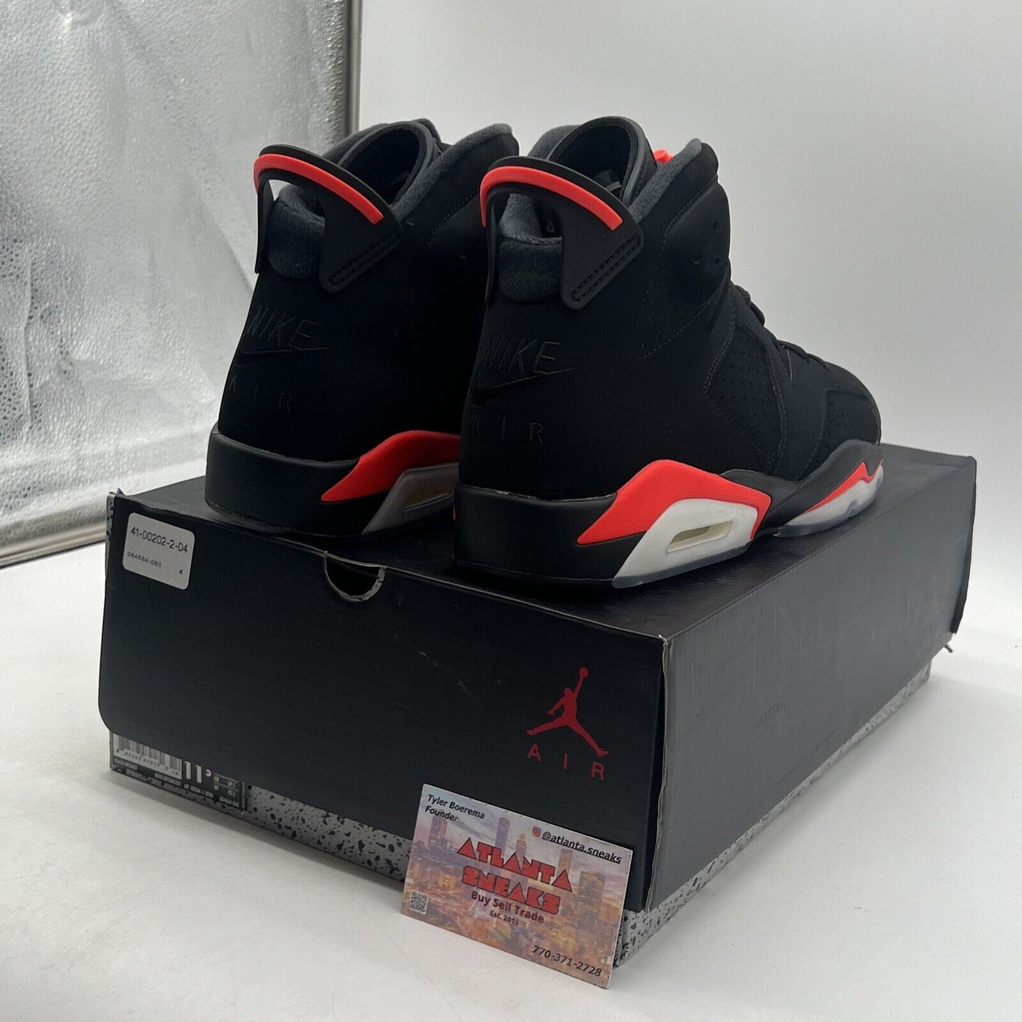 Size 11.5 - Jordan 6 Retro Mid Infrared Black Red Suede (384664-060)