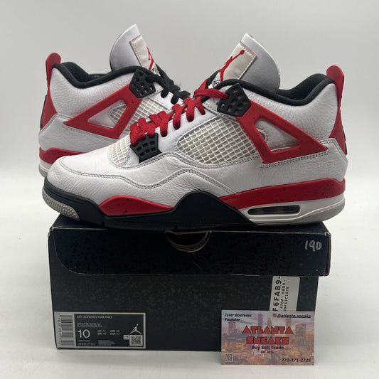 Size 10 - Jordan 4 Retro Mid Red Cement Black White Leather (DH6927-161)