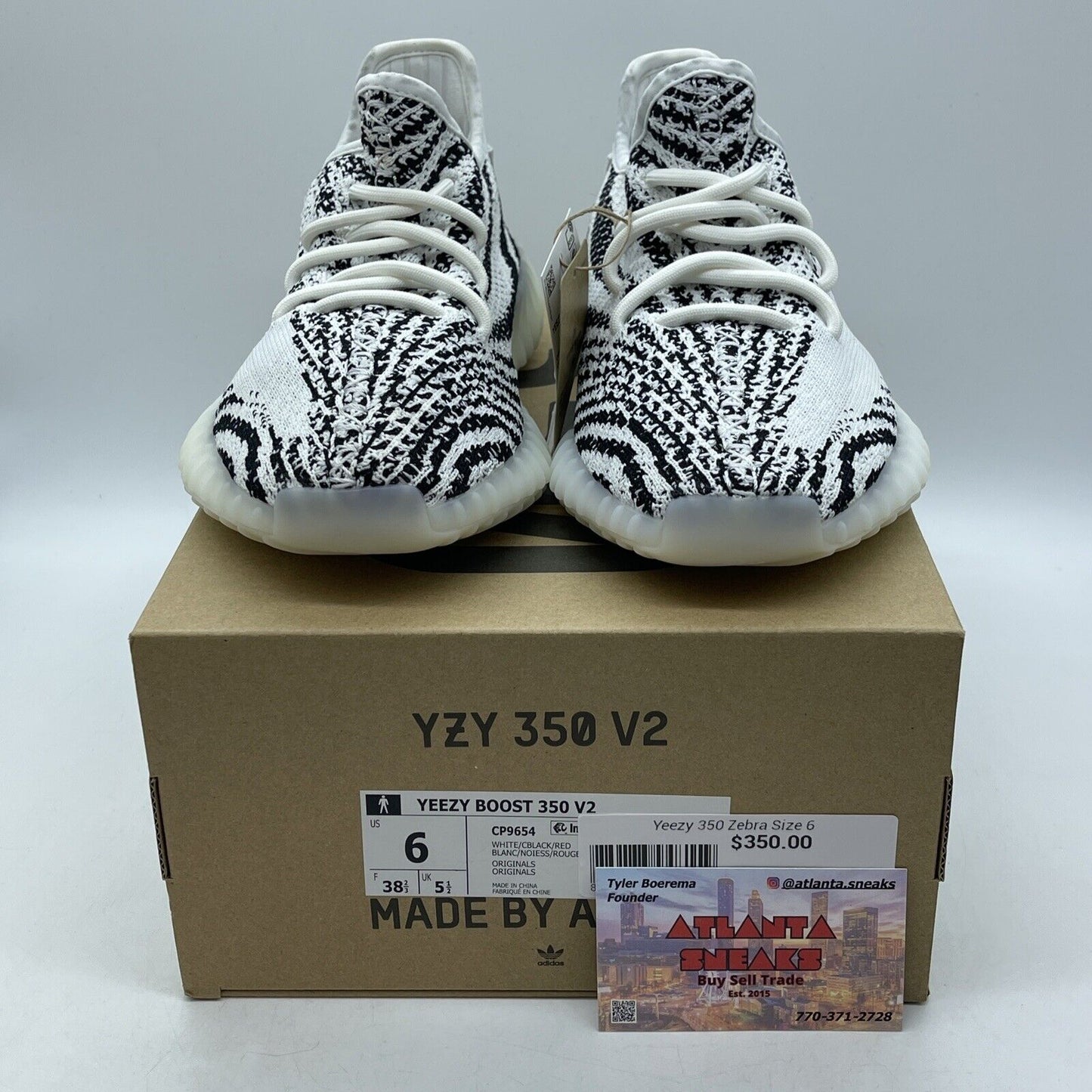 Size 6 - adidas Yeezy Boost 350 V2 Low Zebra Black White (CP9654)