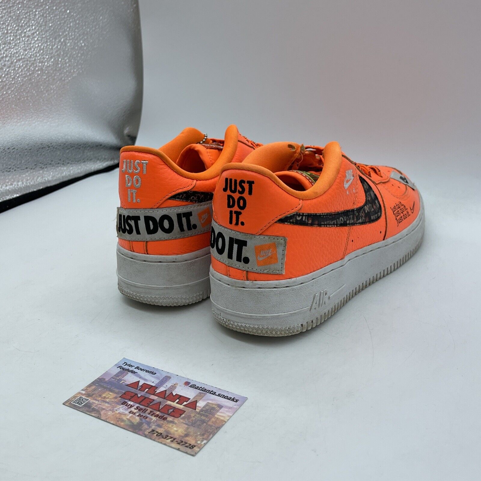 Size 6.5Y -  Air Force One Low "Just Do It’ Orange White Leather (AO3977-800)