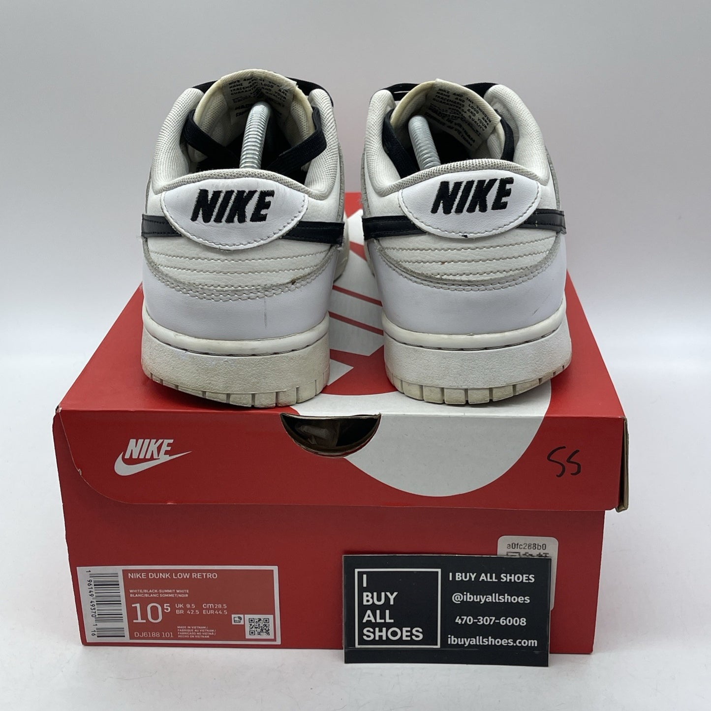 Size 10.5 - Nike Dunk Low Reverse Panda Black White Leather (DJ6188-101)