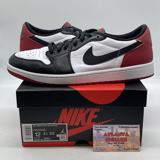 Size 12 - Air Jordan 1 Retro OG Low Black Toe White Red Leather (CZ0790-106)