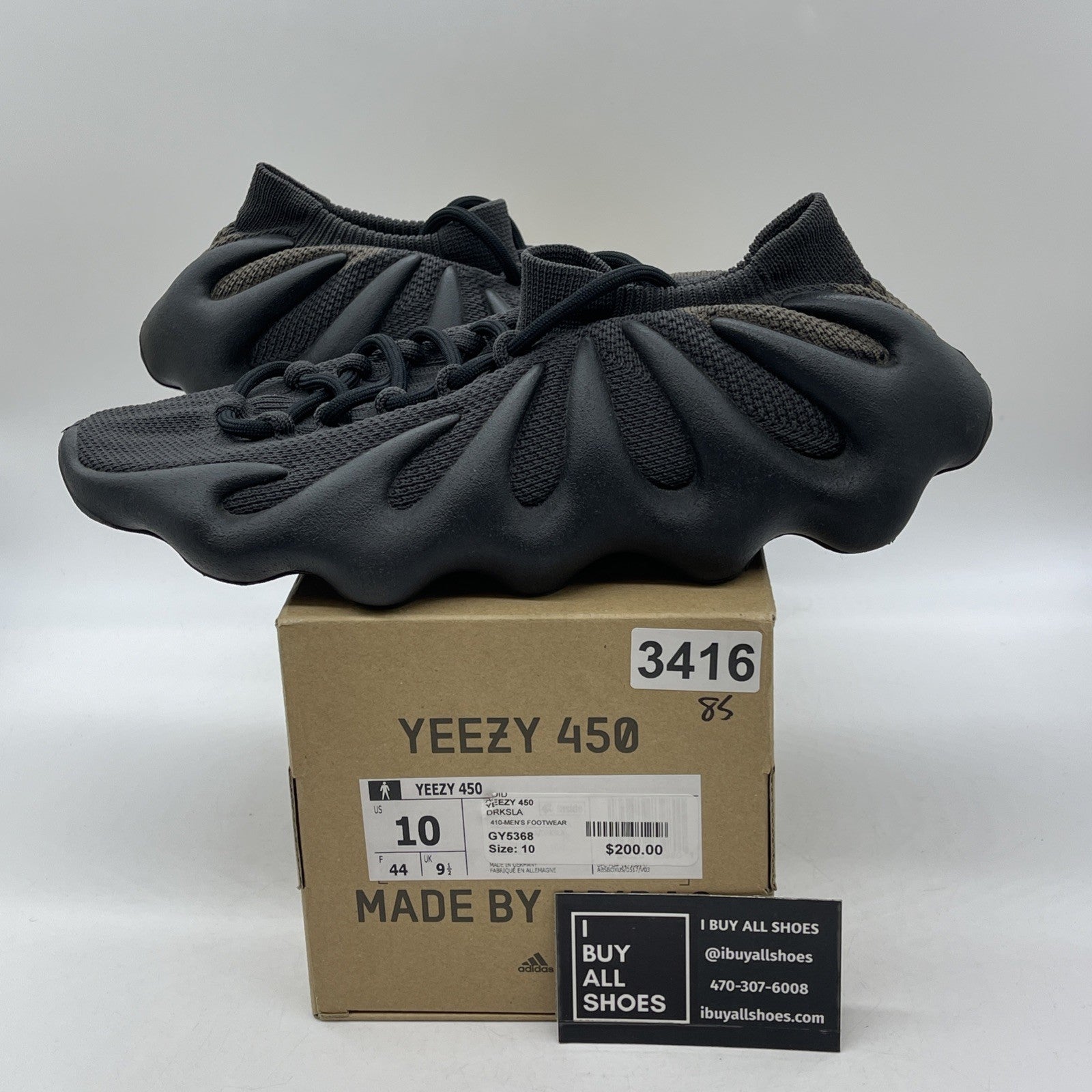 Size 10 - adidas Yeezy 450 Dark Slate Black Grey Suede (GY5368)