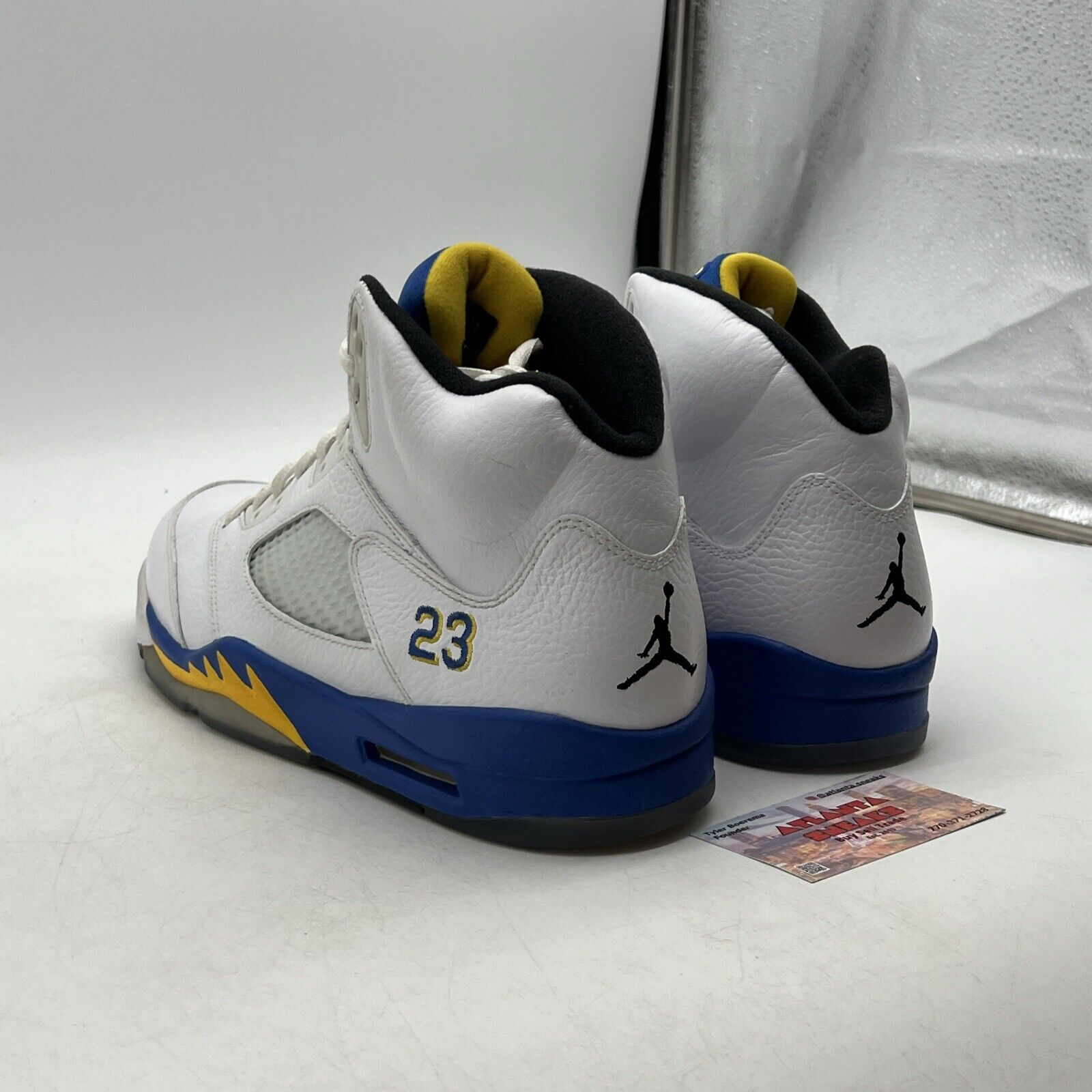 Size 11.5 - Air Jordan 5 Retro 2013 Laney White Yellow Blue Leather (136127-189)