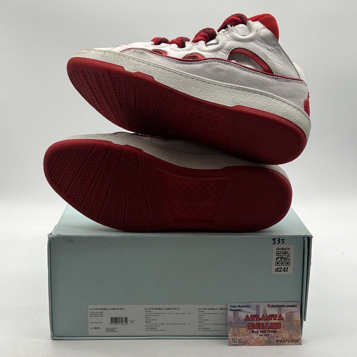Size 10 - Lanvin Wmns Curb Sneakers White Red (FM-SKRK11-DRAP-P23)