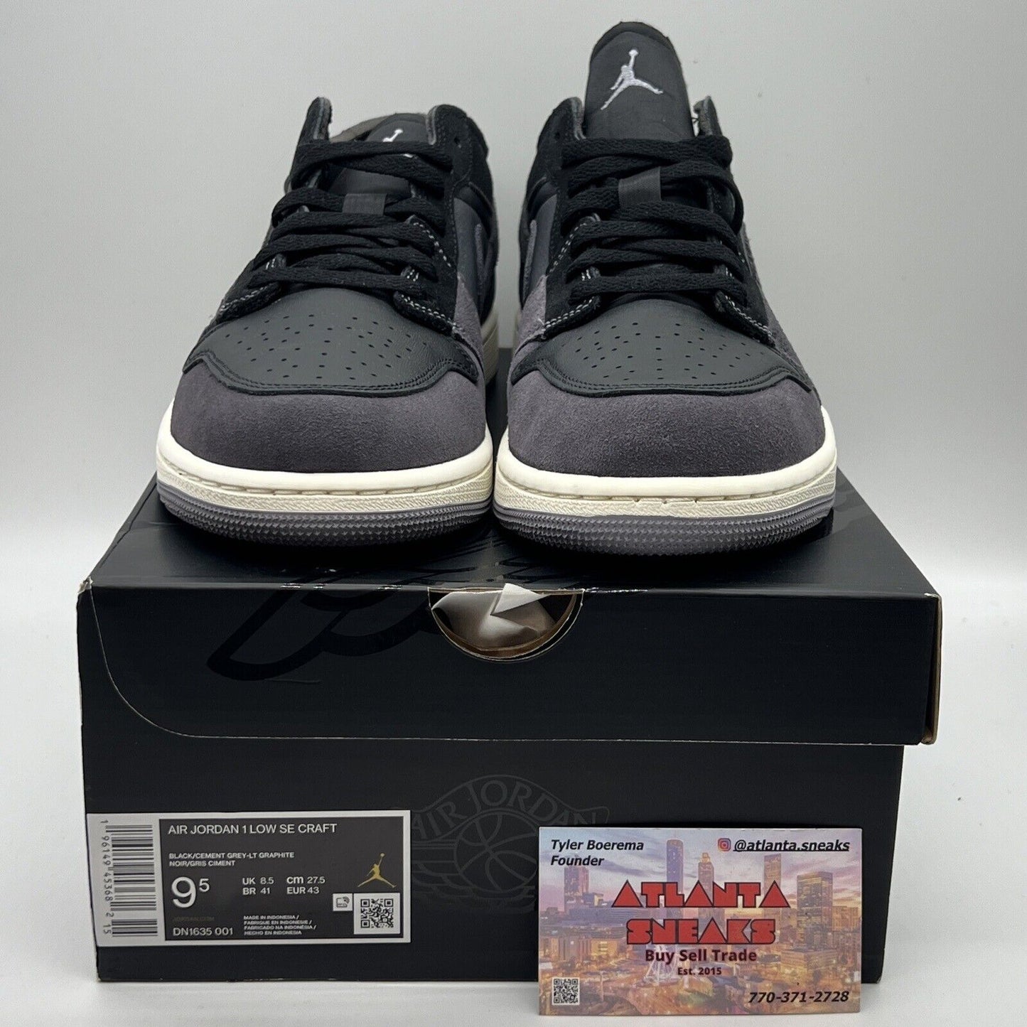 Size 9.5 - Jordan 1 Low Inside Out Black Gray Brand New Og All