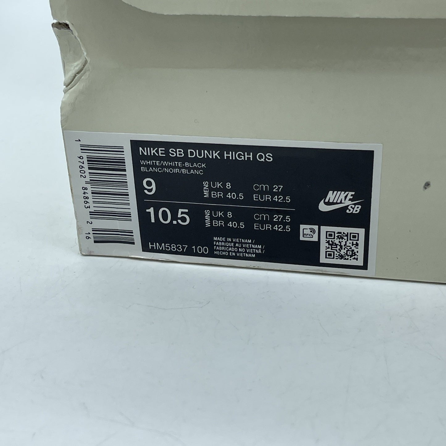 Size 9 - Nike AntiHero x Dunk SB High White Black Suede Leather (HM5837-100)