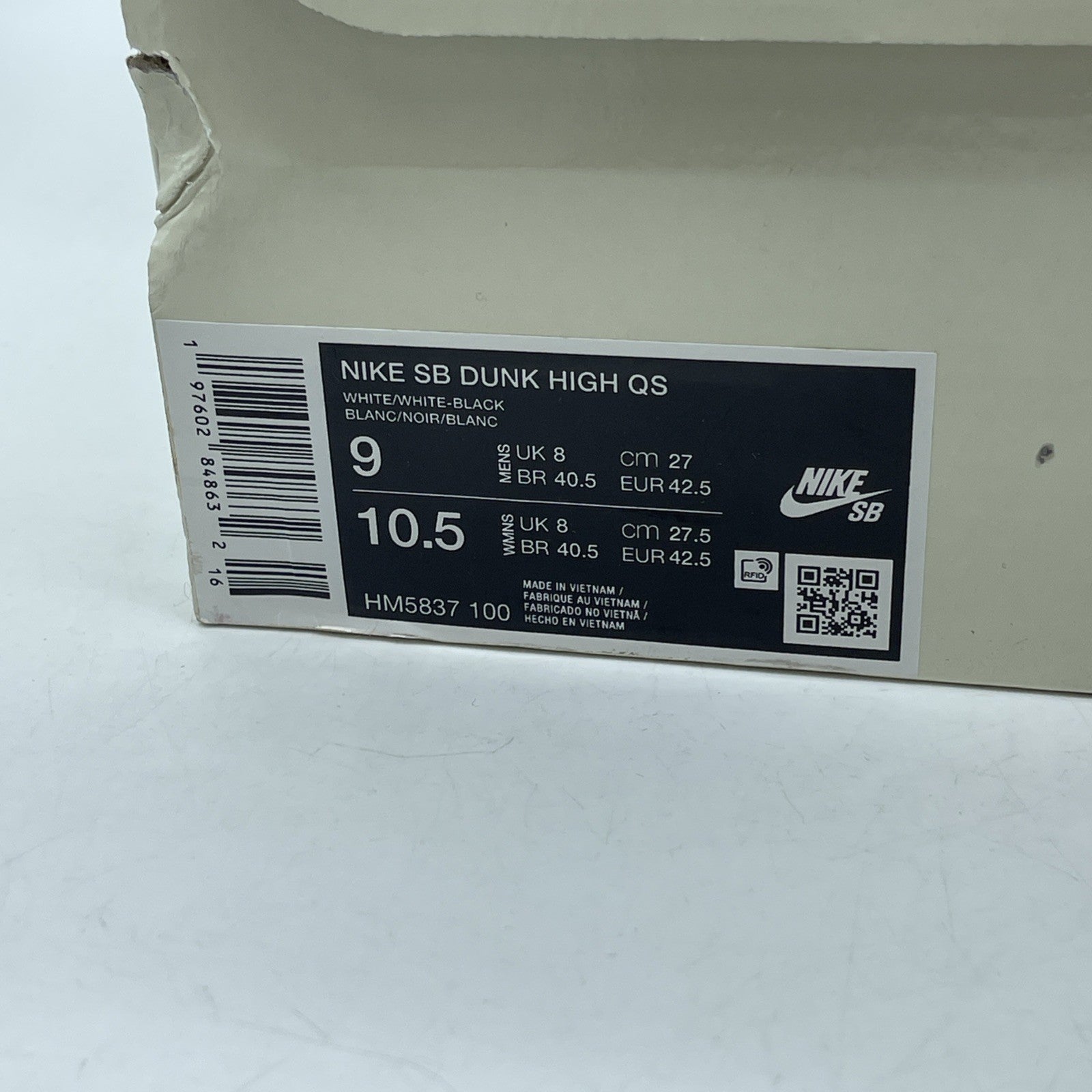 Size 9 - Nike AntiHero x Dunk SB High White Black Suede Leather (HM5837-100)