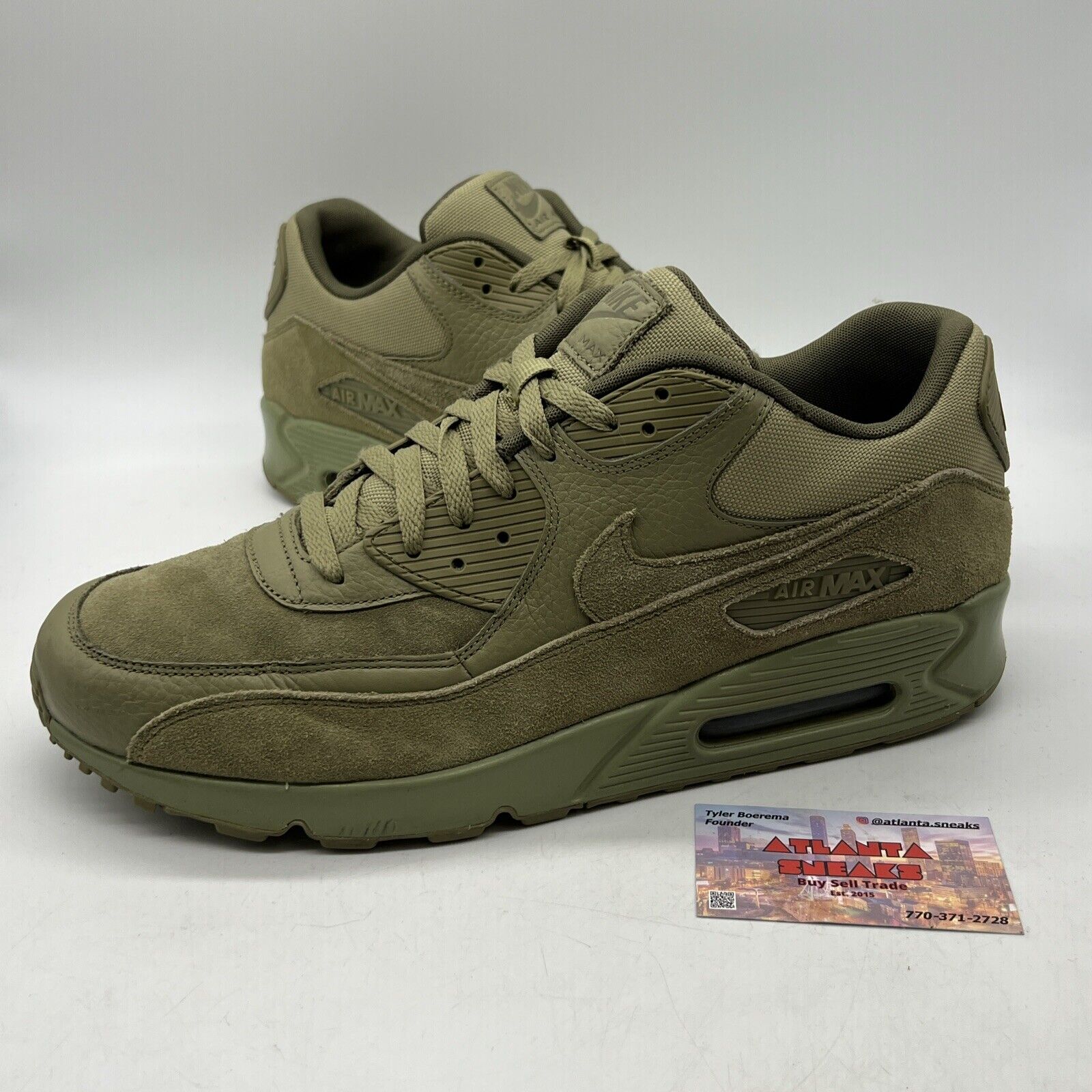 Size 14 - Nike Air Max 90 Premium Neutral Olive Suede (700155-202)