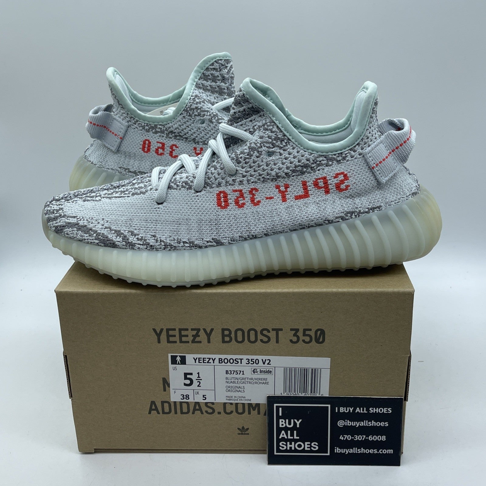 Size 5.5 - adidas Yeezy Boost 350 V2 Low Blue Tint Suede (B37571)