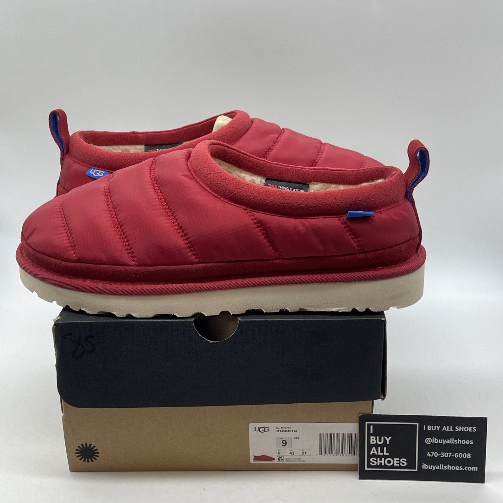 Size 9 - UGG Tasman LTA Men's Red Nylon Slip On Slipper Shoes Suede (1127735)