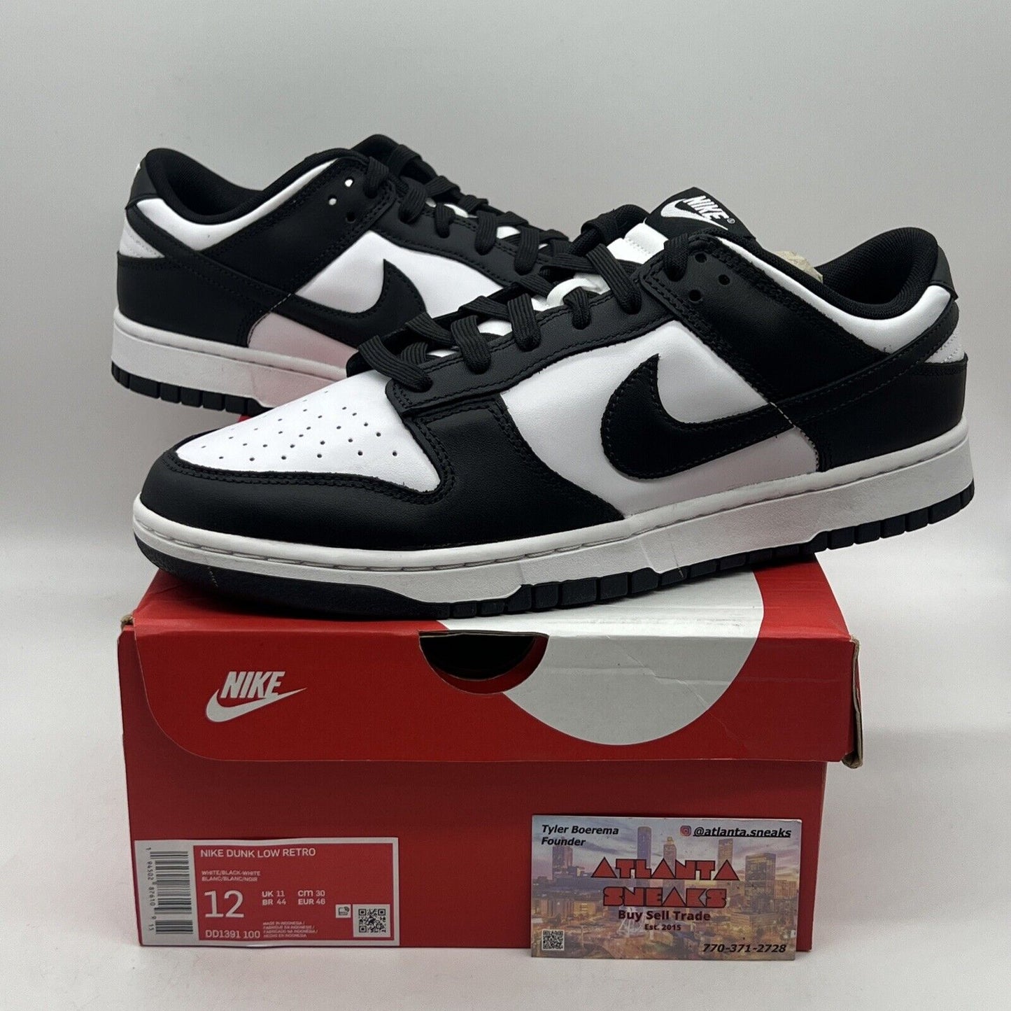 Size 12 - Nike Dunk Low Black White Brand New Og All