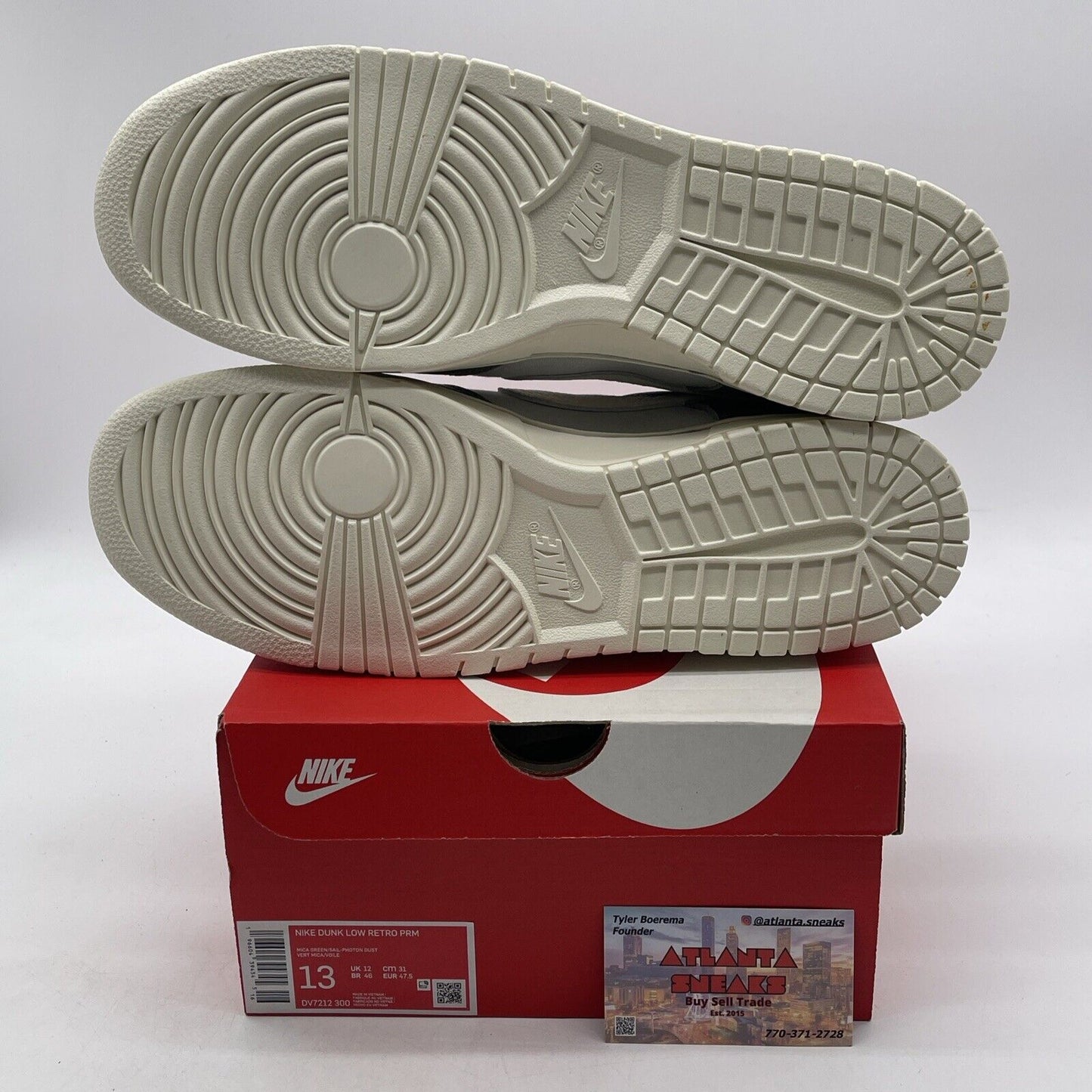 Size 13 - Nike Dunk Low Mica Green White Suede Leather (DV7212-300)