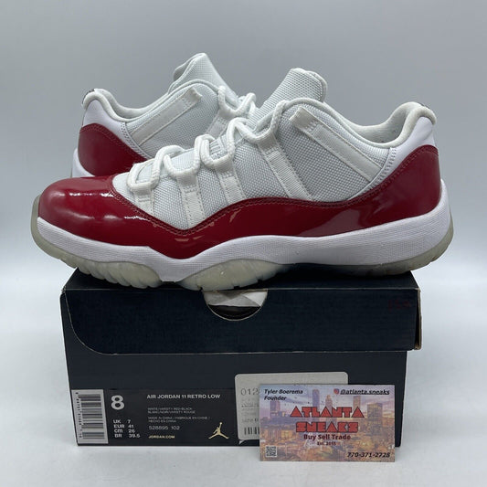 Size 8 - Air Jordan 11  2016 Low Cherry Red Leather White Suede (528895-102)