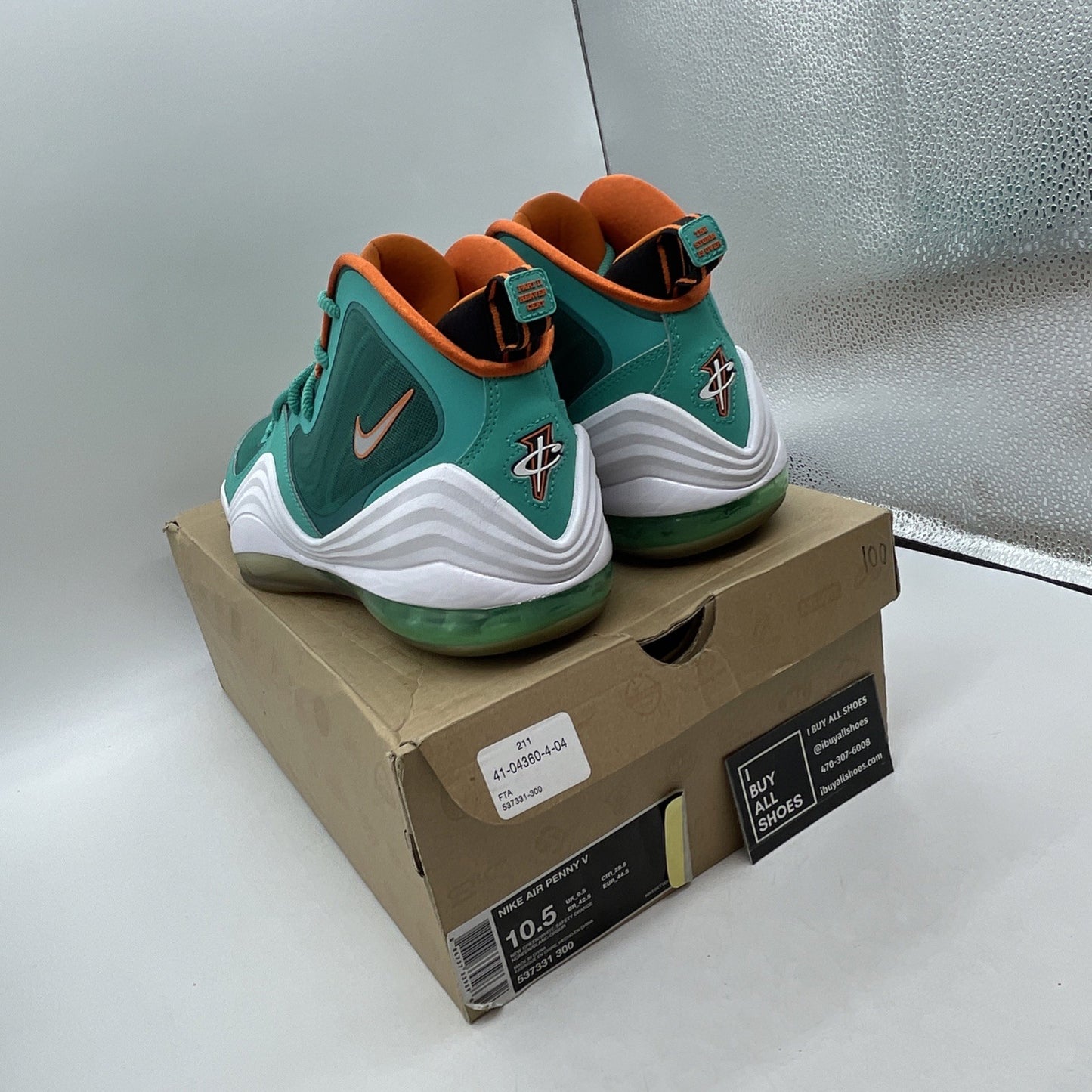Size 10.5 - Nike Air Penny 5 Miami Dolphins (537331-300)