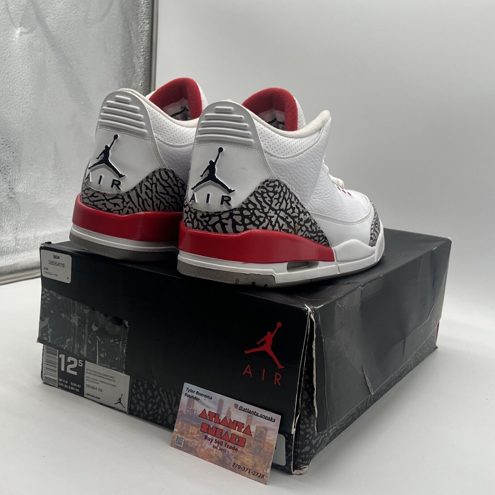 Size 12.5 - Jordan 3 Retro Hall of Fame 2018 White Grey (136064-116)