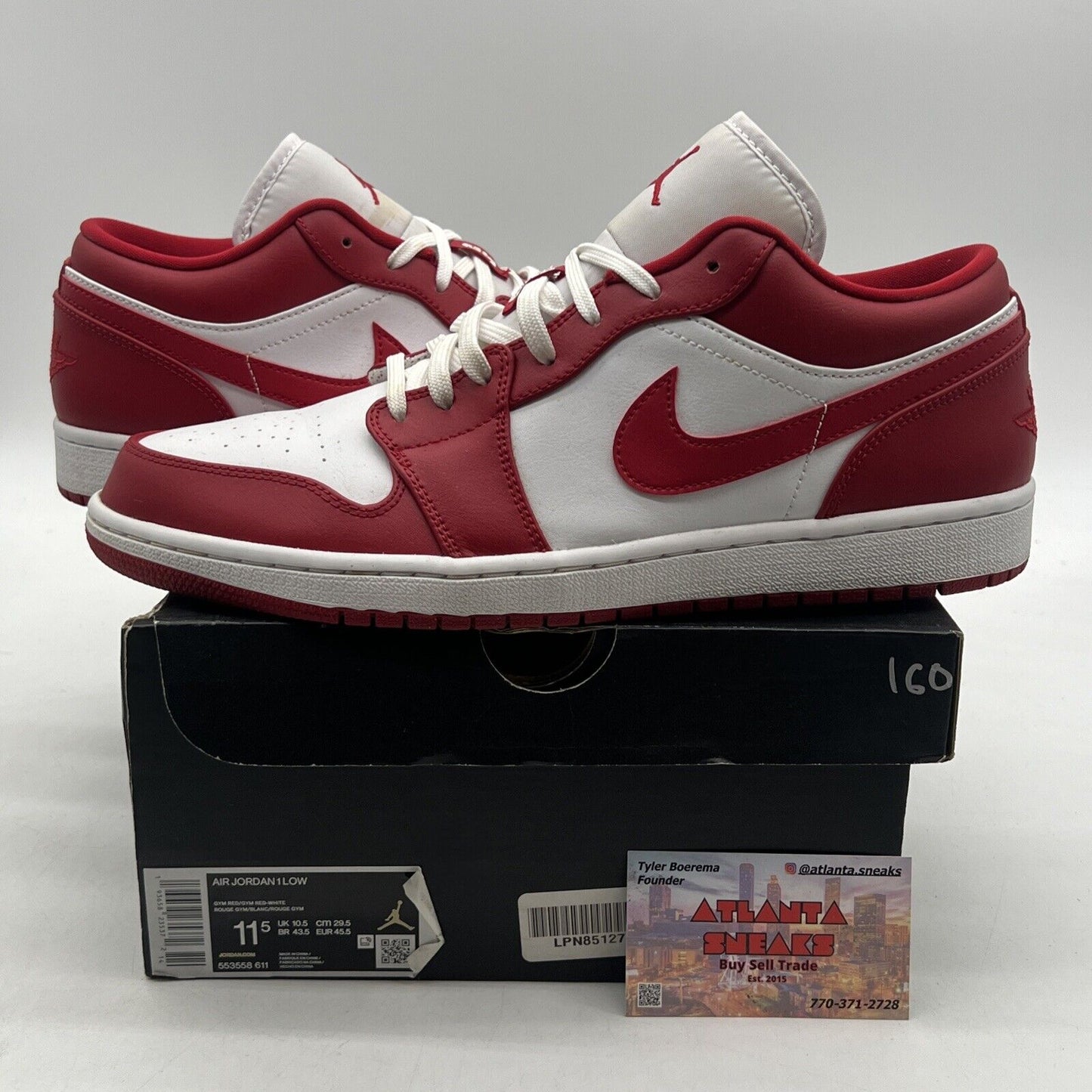 Size 11.5 - Air Jordan 1 Low Gym Red White Leather (553558-611)