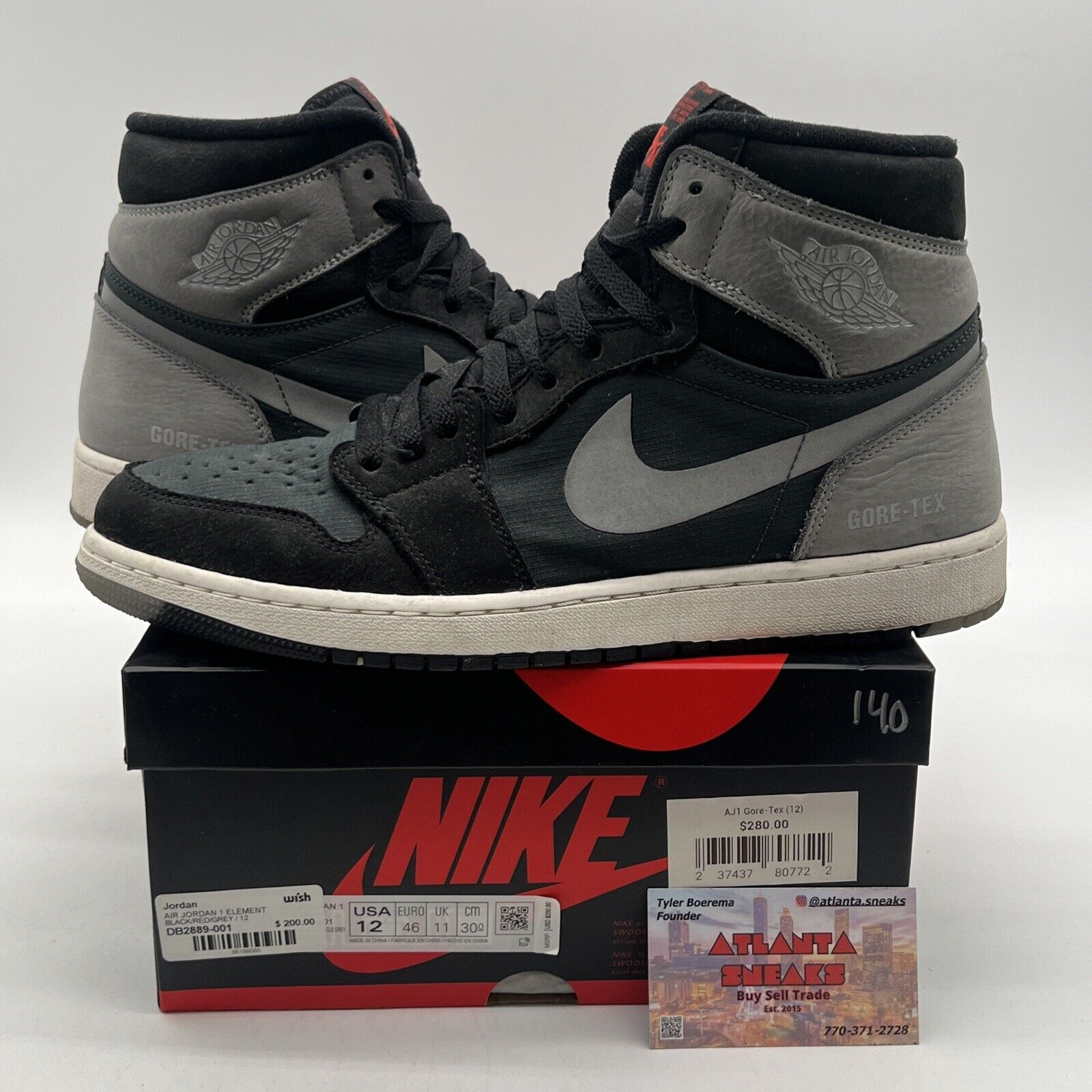 Size 12 - Air Jordan 1 Element GORE-TEX High Black Particle Grey (DB2889-001)