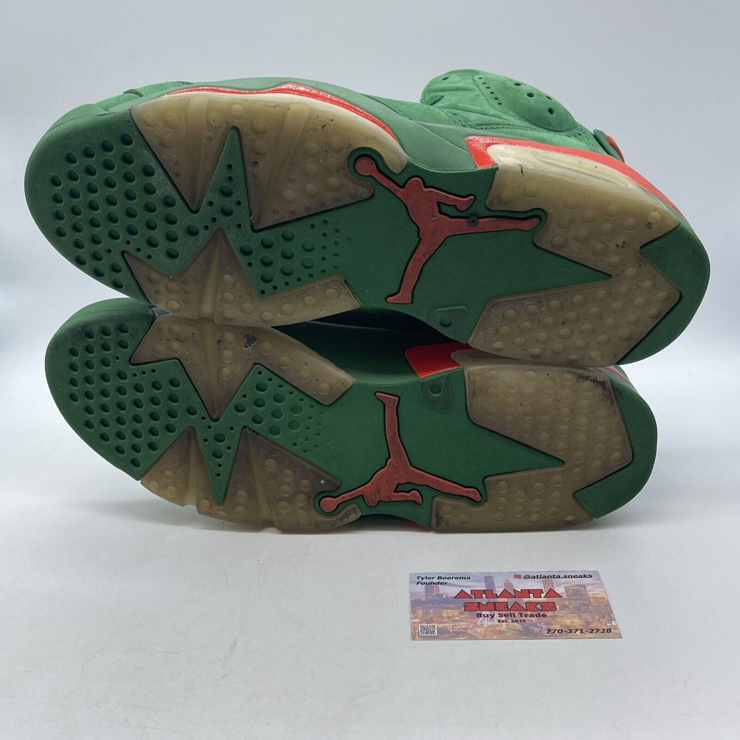 Size 11.5 - Air Jordan 6 Retro NRG Green Suede Gatorade Orange (AJ5986-335)