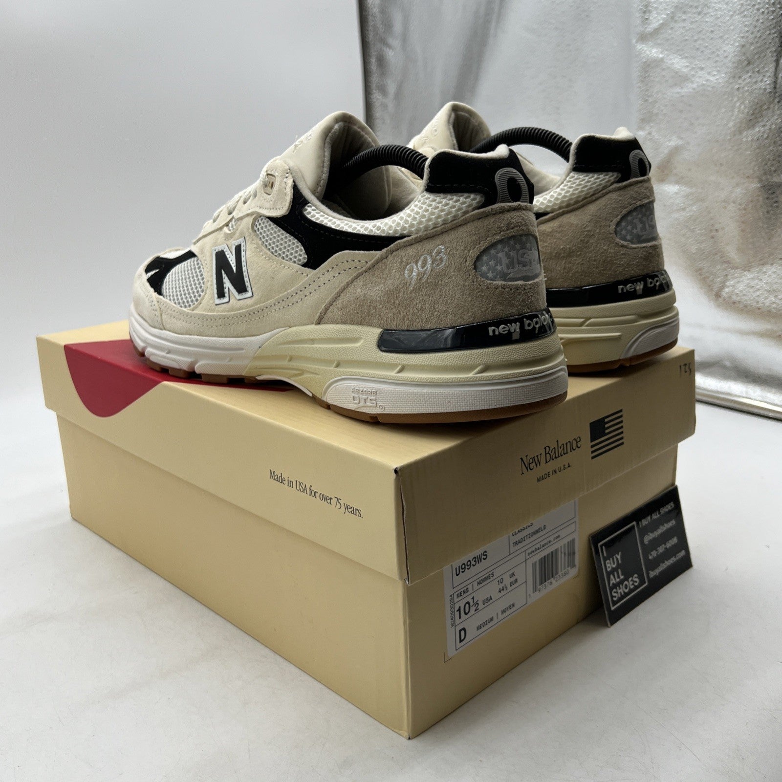Size 10.5 - New Balance Teddy Santis x 993 Made in USA Sea Salt Black (U993WS)
