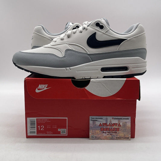 Size 12 - Nike Air Max 1 Pure Platinum Dark Obsidian White Suede (FD9082-002)