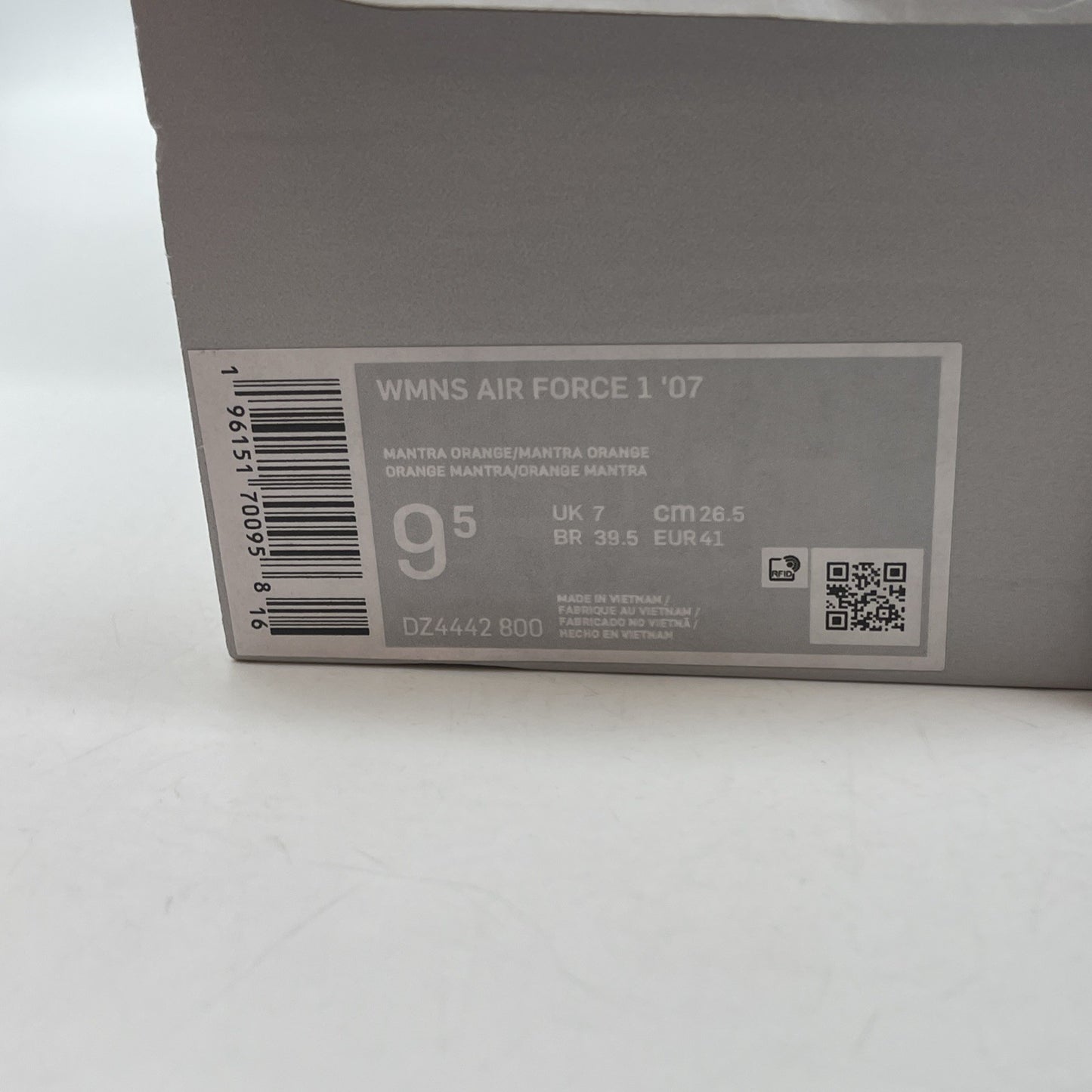 Size 9.5W - Nike Air Force 1 '07 Triple Orange Leather (DZ442-800)