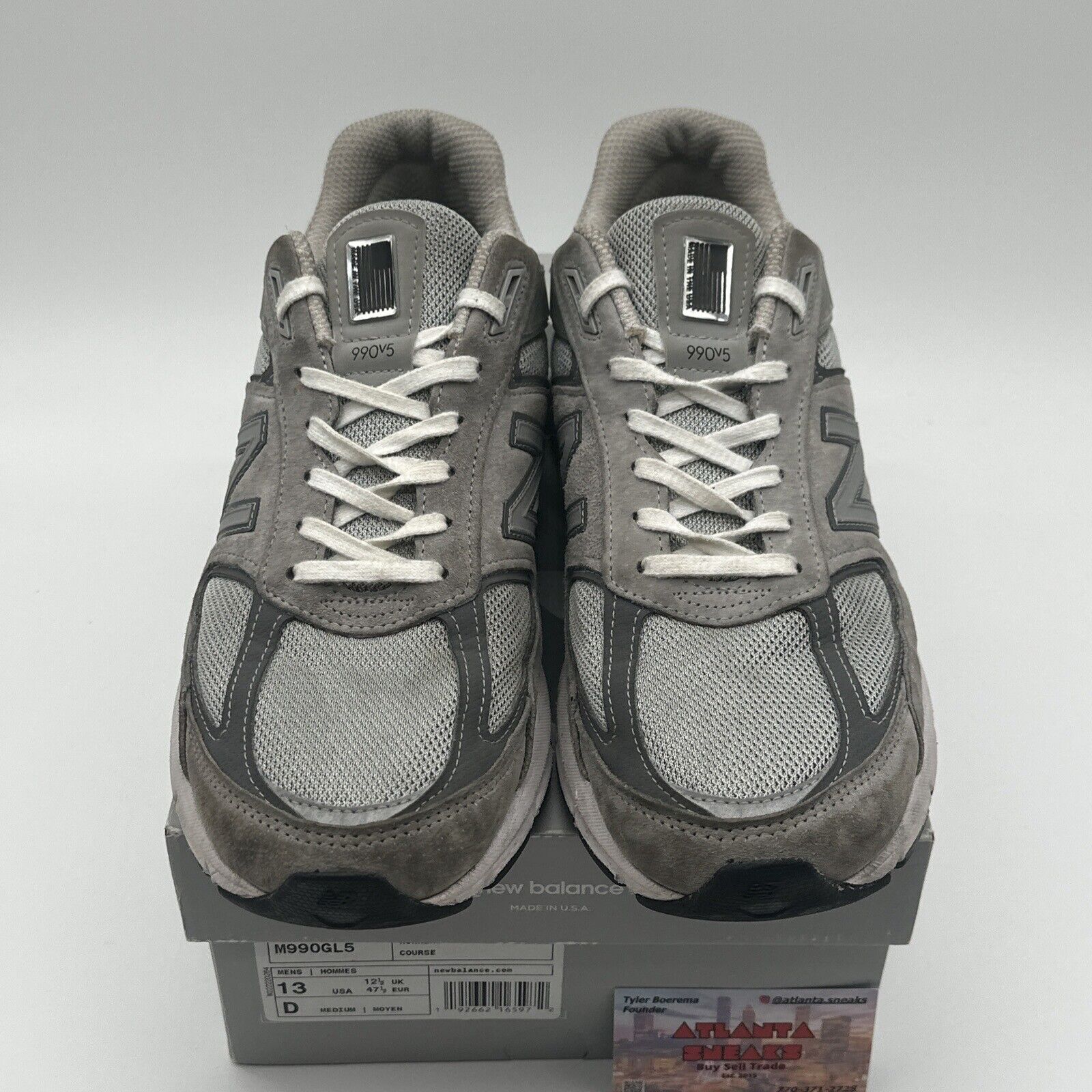 Size 13 - New Balance 990v5 Made in USA Low Castlerock Grey White Rare With Box