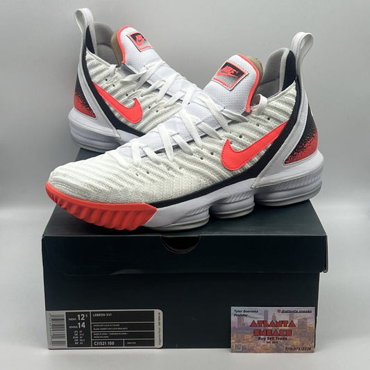 Size 12.5 - Nike LeBron 16 Air Tech Challenge Hot Lava White Brand New Og All