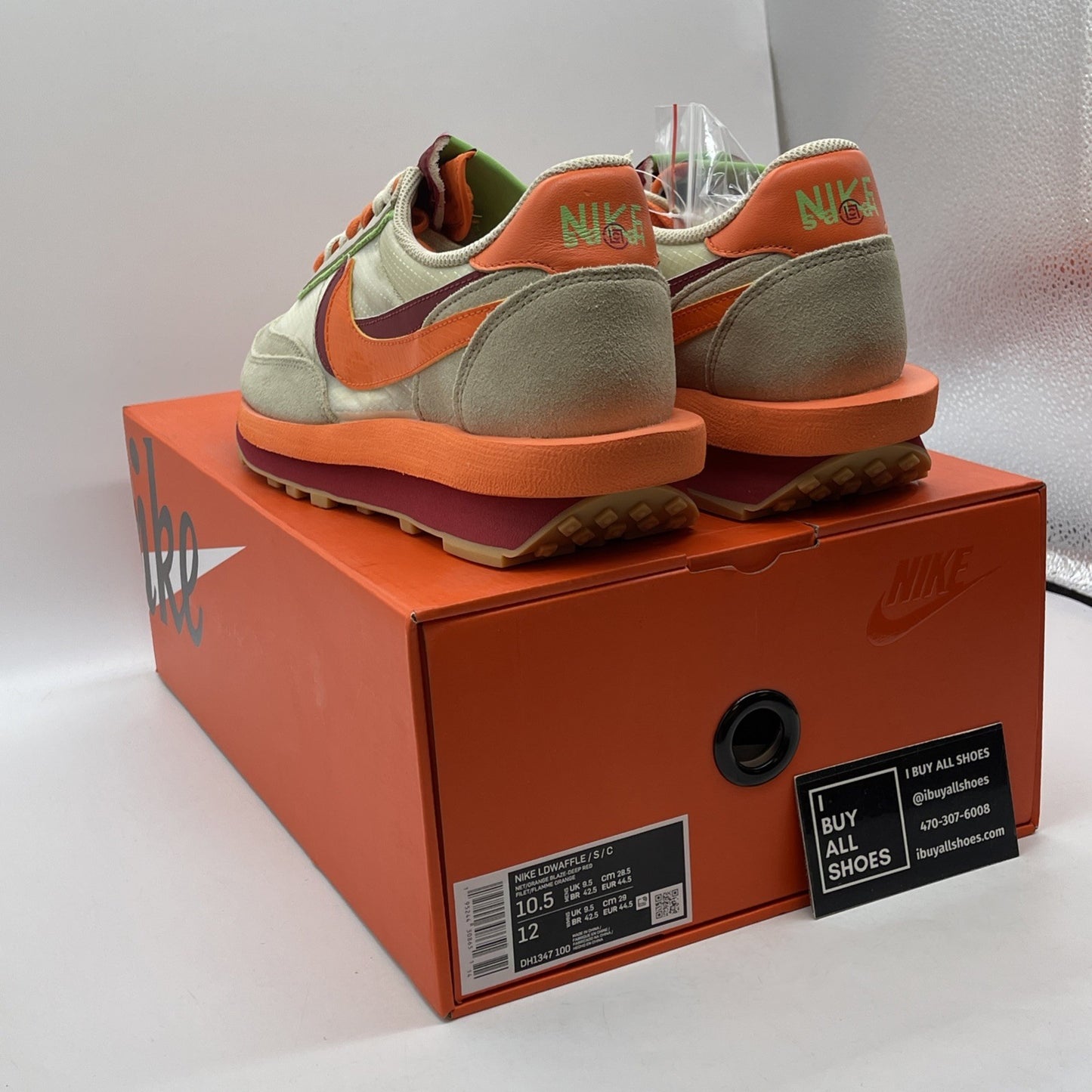Size 10.5 - Nike sacai x Clot x LDWaffle Net Orange Blaze Suede (DH1347-100)